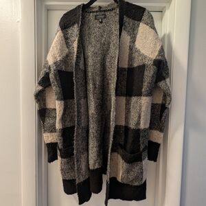 Plaid Open Front Cardigan